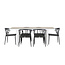 Gartenmöbel-Set Merlo und Stina – Tisch Aluminium Whitewash + Stina Stühle Aluminium Wicker Schwarz
