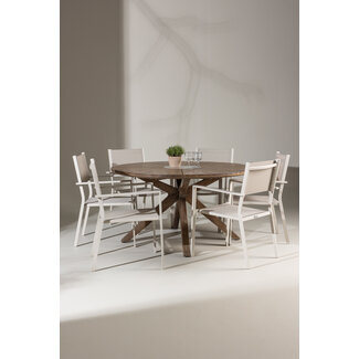 Venture Home Gartenmöbel-Set Rosario & Copacabana Schwarz – Tisch Ø140 cm + Stapelstühle