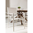 Gartenmöbel-Set Rosario & Copacabana Schwarz – Tisch Akazienholz Ø140 cm + Stapelstühle Aluminium Textilene