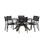 Gartenmöbel-Set Rosario & Copacabana – Runder Tisch Ø140 cm Akazienholz + Copacabana Stapelstühle Aluminium