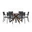 Gartenmöbel-Set Rosario & Copacabana – Runder Tisch Ø140 cm Akazienholz + Copacabana Stapelstühle Aluminium