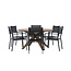 Gartenmöbel-Set Rosario & Copacabana – Runder Tisch Ø140 cm Akazienholz + Copacabana Stapelstühle Aluminium