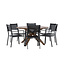 Gartenmöbel-Set Rosario & Copacabana – Runder Tisch Ø140 cm Akazienholz + Copacabana Stapelstühle Aluminium