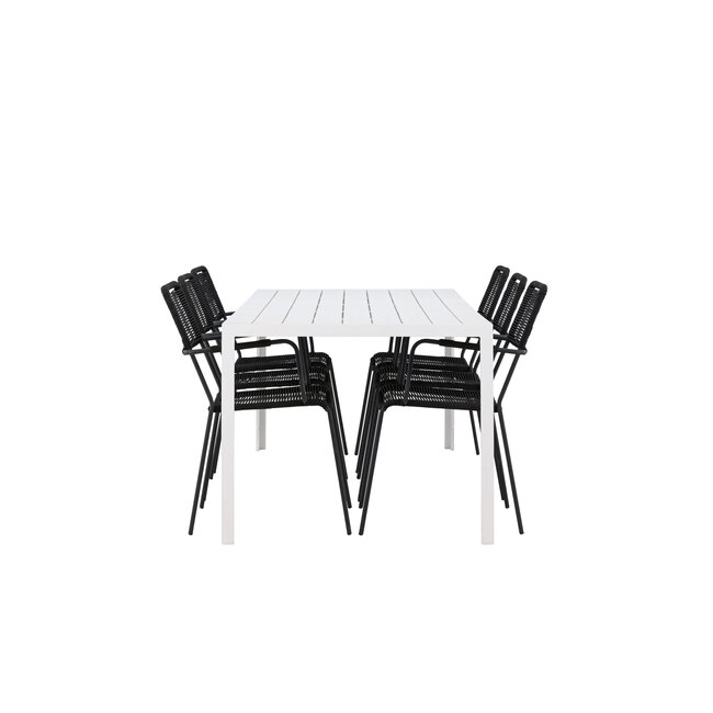 Gartenmöbel-Set Break & Lindos – Tisch Aluminium Aintwood + Lindos Armlehnstühle Rope