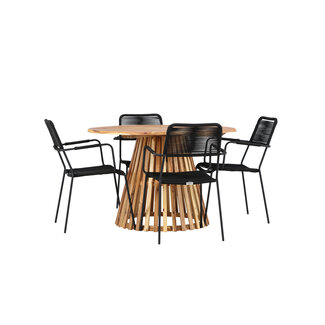 Venture Home Gartenmöbel-Set Lumpur, Lindos – Wetterfeste Essgruppe für den Garten