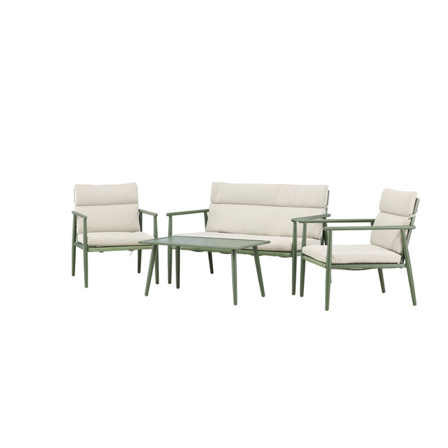 Lounge-Set Mazzaro Beige – Polyrattan Garten-Loungegarnitur 120×80 cm Stahl und Stoff