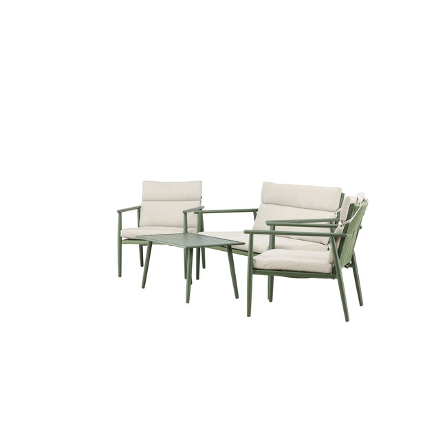 Lounge-Set Mazzaro Beige – Polyrattan Garten-Loungegarnitur 120×80 cm Stahl und Stoff