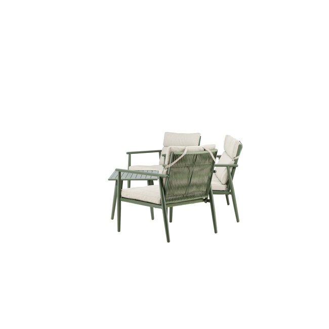Lounge-Set Mazzaro Beige – Polyrattan Garten-Loungegarnitur 120×80 cm Stahl und Stoff