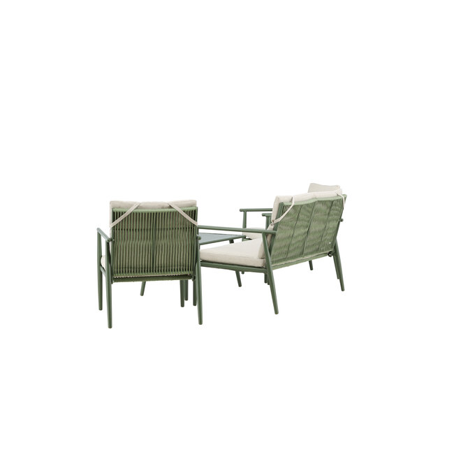 Lounge-Set Mazzaro Beige – Polyrattan Garten-Loungegarnitur 120×80 cm Stahl und Stoff