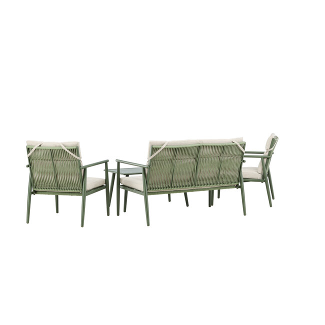 Lounge-Set Mazzaro Beige – Polyrattan Garten-Loungegarnitur 120×80 cm Stahl und Stoff