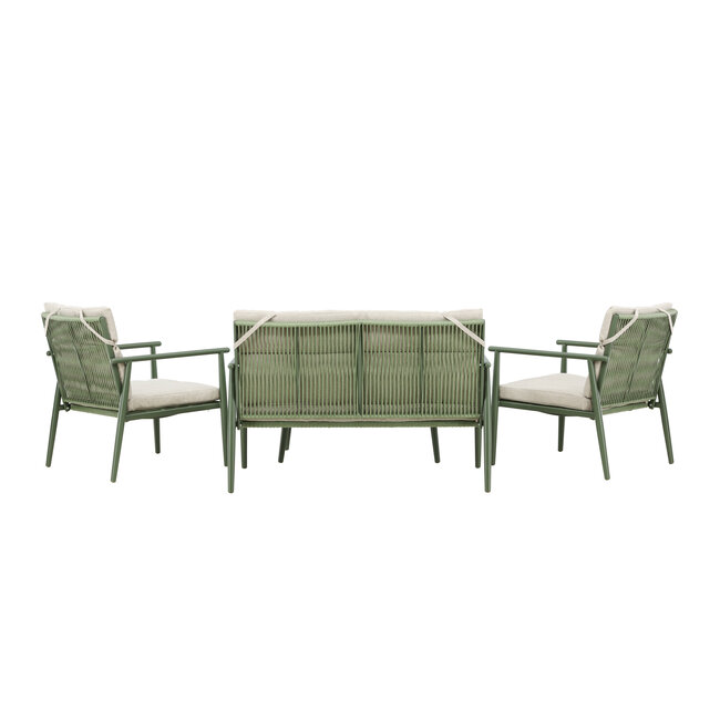 Lounge-Set Mazzaro Beige – Polyrattan Garten-Loungegarnitur 120×80 cm Stahl und Stoff