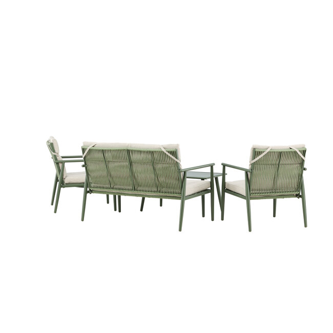 Lounge-Set Mazzaro Beige – Polyrattan Garten-Loungegarnitur 120×80 cm Stahl und Stoff