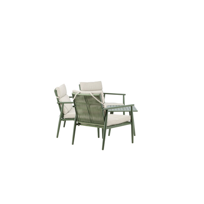 Lounge-Set Mazzaro Beige – Polyrattan Garten-Loungegarnitur 120×80 cm Stahl und Stoff