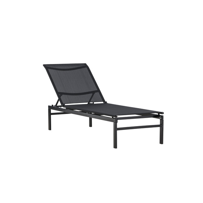 Gartenliege Massimo Schwarz – Outdoor-Sonnenliege 189×60 cm Stahl und Textilene