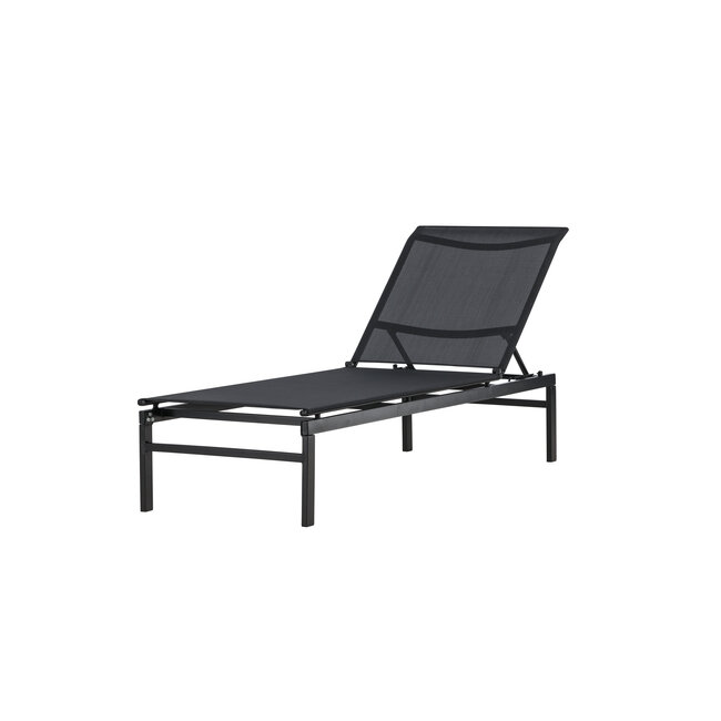 Gartenliege Massimo Schwarz – Outdoor-Sonnenliege 189×60 cm Stahl und Textilene