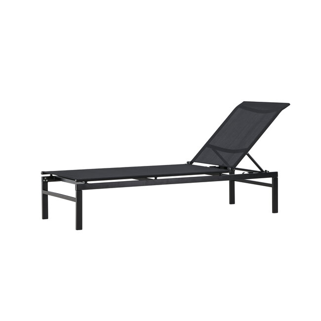Gartenliege Massimo Schwarz – Outdoor-Sonnenliege 189×60 cm Stahl und Textilene