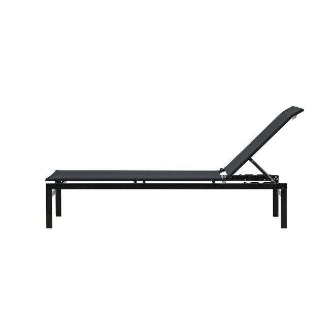 Gartenliege Massimo Schwarz – Outdoor-Sonnenliege 189×60 cm Stahl und Textilene