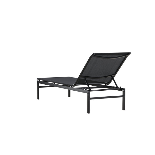 Gartenliege Massimo Schwarz – Outdoor-Sonnenliege 189×60 cm Stahl und Textilene