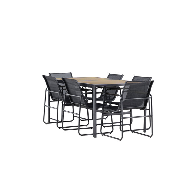 Gartenmöbel-Set Lampedusa – Outdoor-Essgruppe Tisch + 6 Stühle Stahl und Textilene