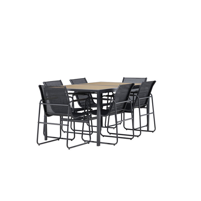 Gartenmöbel-Set Lampedusa – Outdoor-Essgruppe Tisch + 6 Stühle Stahl und Textilene