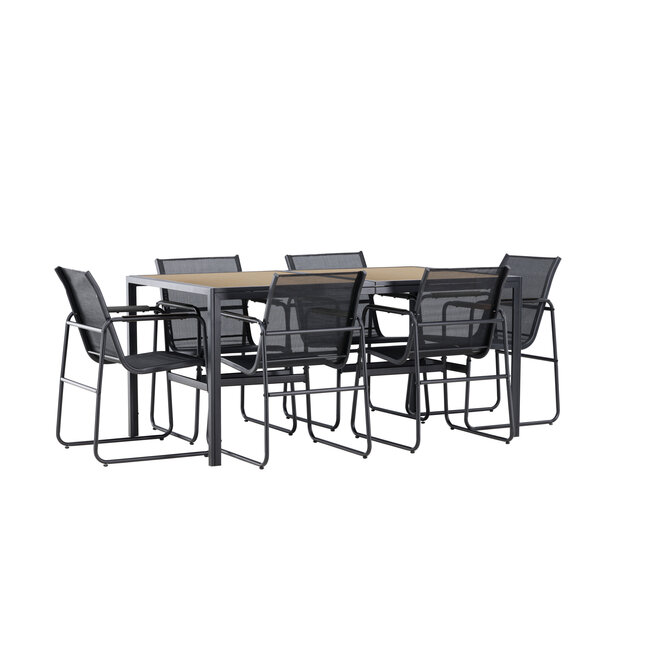 Gartenmöbel-Set Lampedusa – Outdoor-Essgruppe Tisch + 6 Stühle Stahl und Textilene