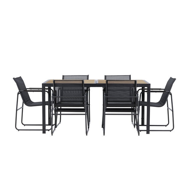 Gartenmöbel-Set Lampedusa – Outdoor-Essgruppe Tisch + 6 Stühle Stahl und Textilene