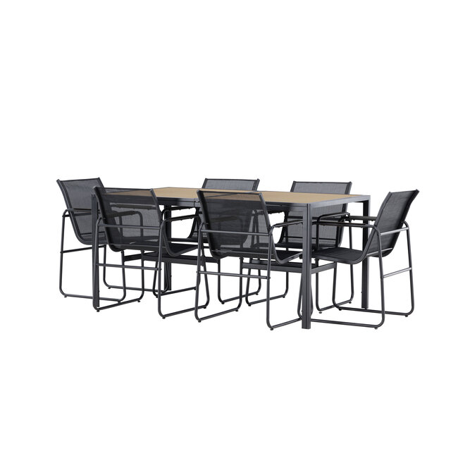 Gartenmöbel-Set Lampedusa – Outdoor-Essgruppe Tisch + 6 Stühle Stahl und Textilene