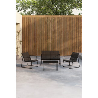 Venture Home Lounge-Set Scopello Schwarz – Outdoor-Lounge Stahl & Textilene