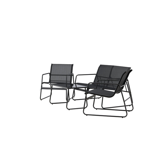 Lounge-Set Scopello Schwarz – Garten-Loungegarnitur Stahl und Textilene 110×71 cm
