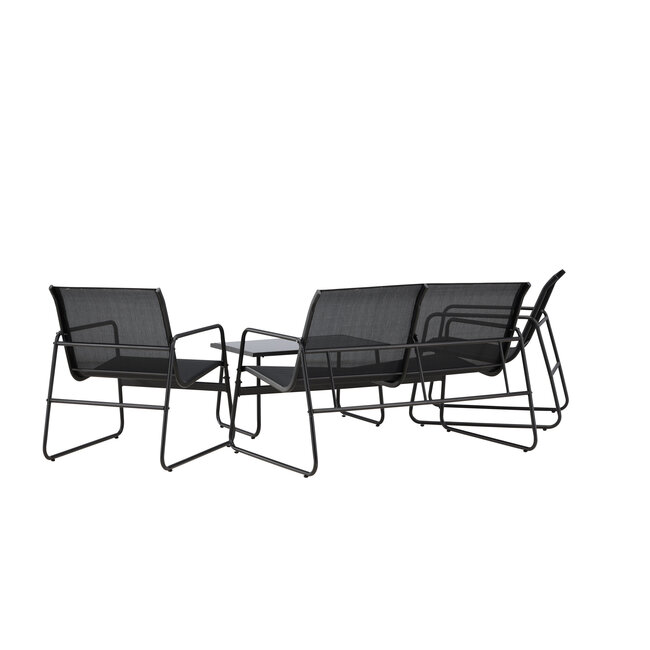 Lounge-Set Scopello Schwarz – Garten-Loungegarnitur Stahl und Textilene 110×71 cm