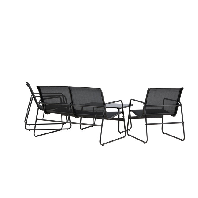 Lounge-Set Scopello Schwarz – Garten-Loungegarnitur Stahl und Textilene 110×71 cm