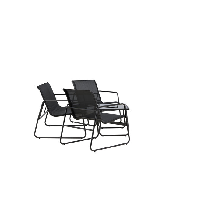 Lounge-Set Scopello Schwarz – Garten-Loungegarnitur Stahl und Textilene 110×71 cm