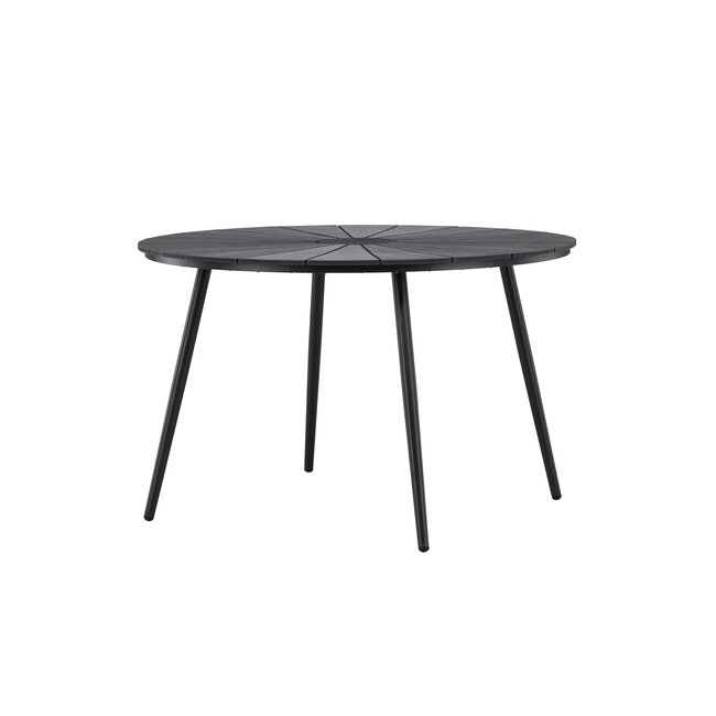 Gartentisch San Vito Schwarz – Runder Outdoor-Tisch Ø120 cm Aluminium und Polywood