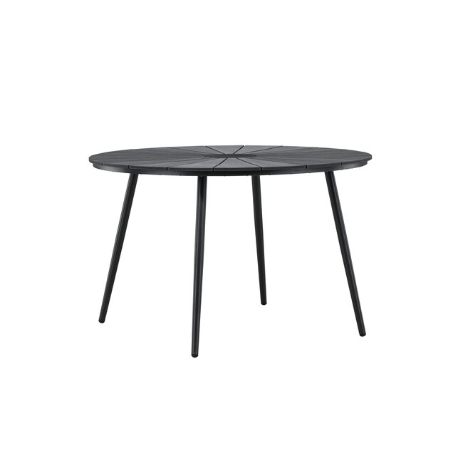 Gartentisch San Vito Schwarz – Runder Outdoor-Tisch Ø120 cm Aluminium und Polywood