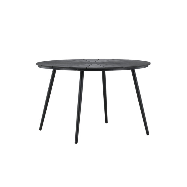 Gartentisch San Vito Schwarz – Runder Outdoor-Tisch Ø120 cm Aluminium und Polywood