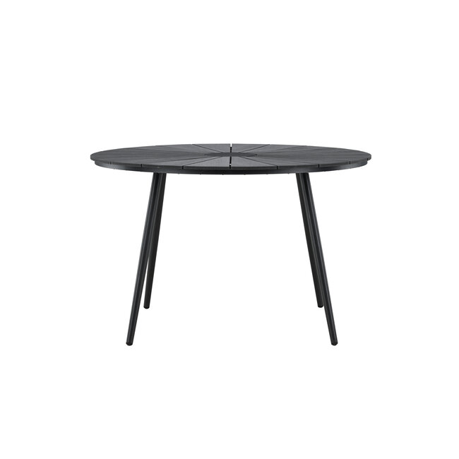 Gartentisch San Vito Schwarz – Runder Outdoor-Tisch Ø120 cm Aluminium und Polywood