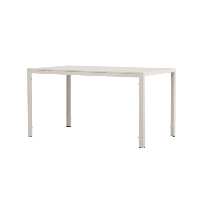 Gartentisch Mirko Beige – Outdoor-Esstisch 140×80 cm Aluminium und Polywood