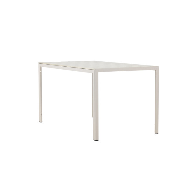 Gartentisch Mirko Beige – Outdoor-Esstisch 140×80 cm Aluminium und Polywood
