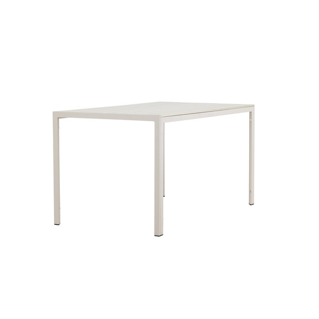 Gartentisch Mirko Beige – Outdoor-Esstisch 140×80 cm Aluminium und Polywood