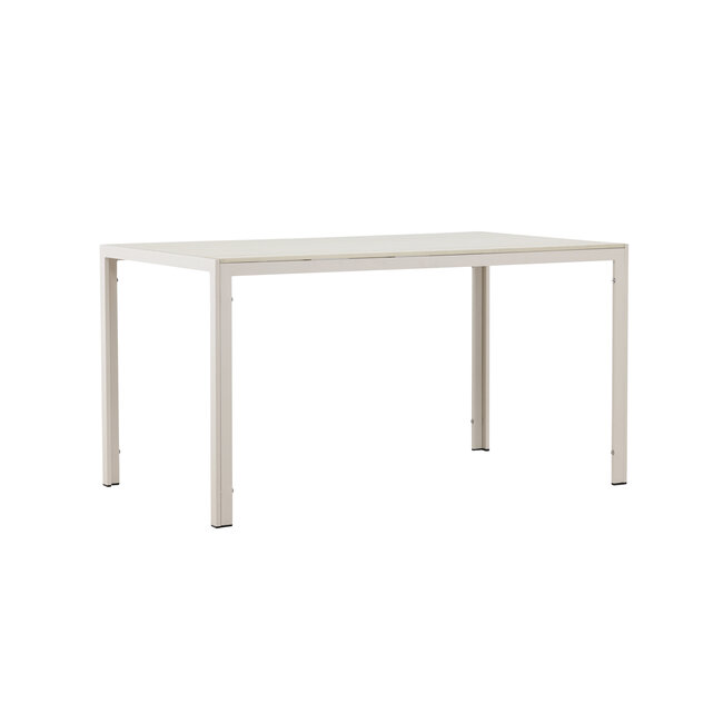Gartentisch Mirko Beige – Outdoor-Esstisch 140×80 cm Aluminium und Polywood