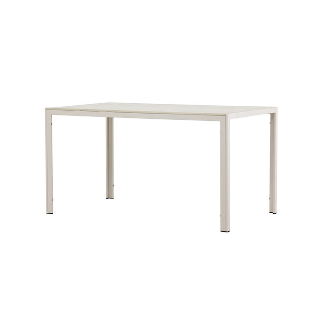 Gartentisch Mirko Beige – Outdoor-Esstisch 140×80 cm Aluminium und Polywood