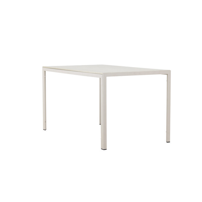 Gartentisch Mirko Beige – Outdoor-Esstisch 140×80 cm Aluminium und Polywood