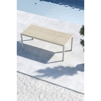 Venture Home Gartentisch Mirko Beige – Esstisch 205×90 cm Aluminium & Polywood