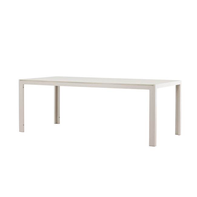 Gartentisch Mirko Beige – Outdoor-Esstisch 205×90 cm Aluminium und Polywood