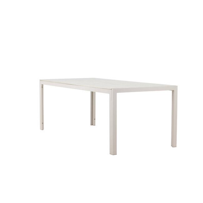 Gartentisch Mirko Beige – Outdoor-Esstisch 205×90 cm Aluminium und Polywood