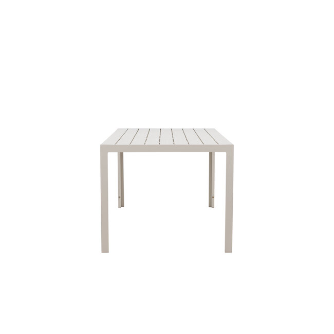 Gartentisch Mirko Beige – Outdoor-Esstisch 205×90 cm Aluminium und Polywood
