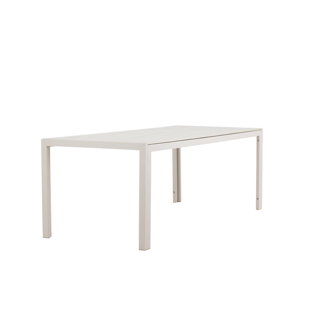 Gartentisch Mirko Beige – Outdoor-Esstisch 205×90 cm Aluminium und Polywood