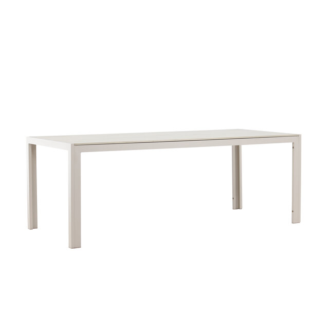 Gartentisch Mirko Beige – Outdoor-Esstisch 205×90 cm Aluminium und Polywood