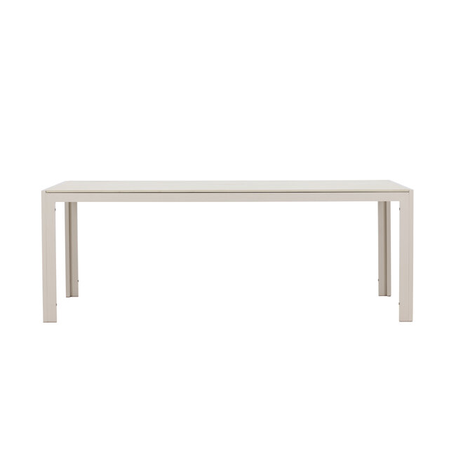 Gartentisch Mirko Beige – Outdoor-Esstisch 205×90 cm Aluminium und Polywood
