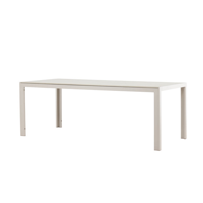 Gartentisch Mirko Beige – Outdoor-Esstisch 205×90 cm Aluminium und Polywood